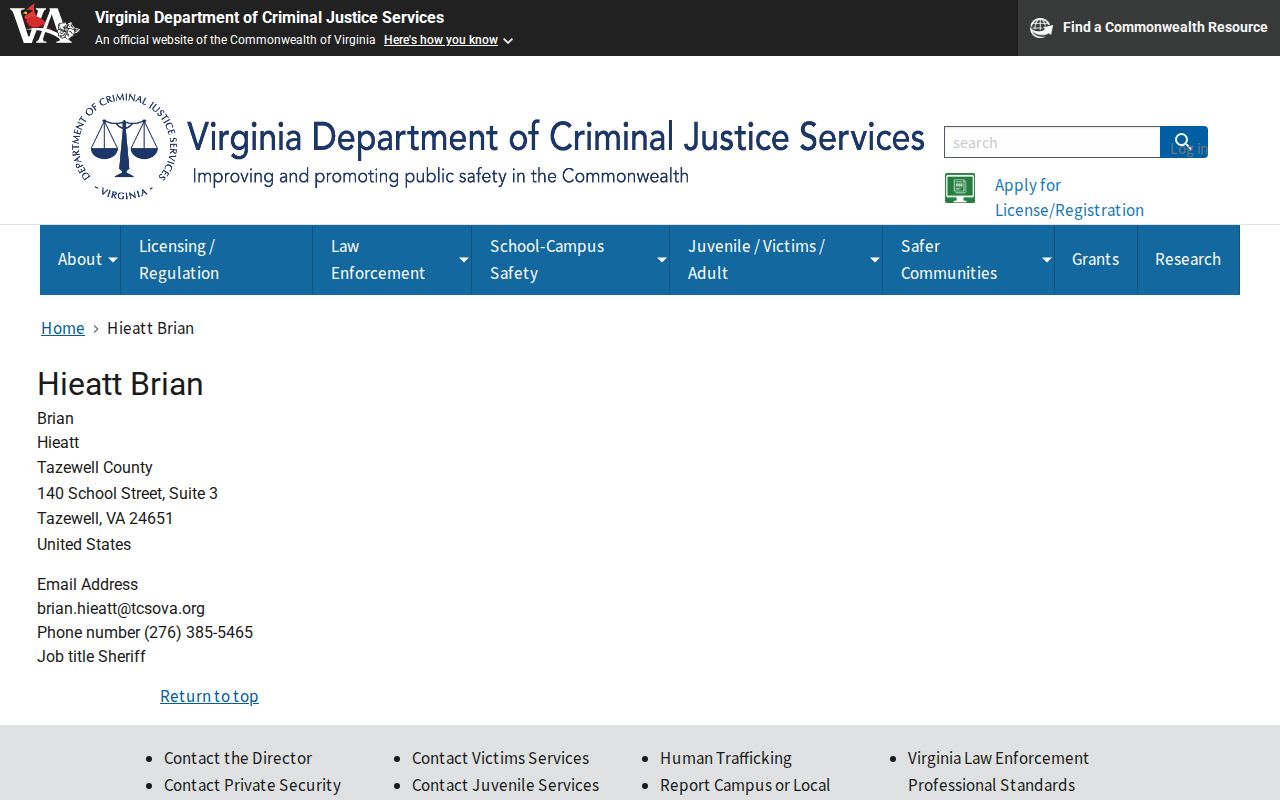 Bluefield criminal records sheriff directory for Tazewell County