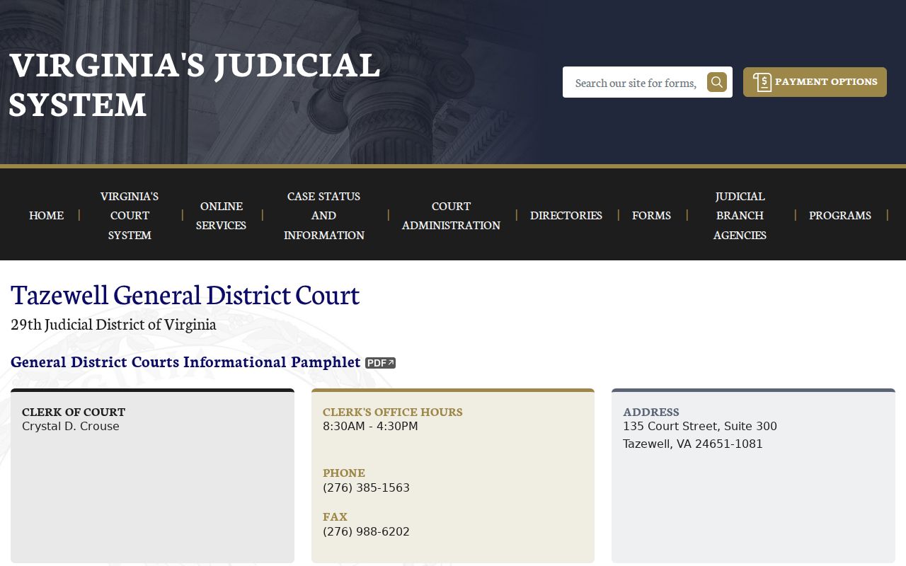 Tazewell County criminal court case information at General District Court