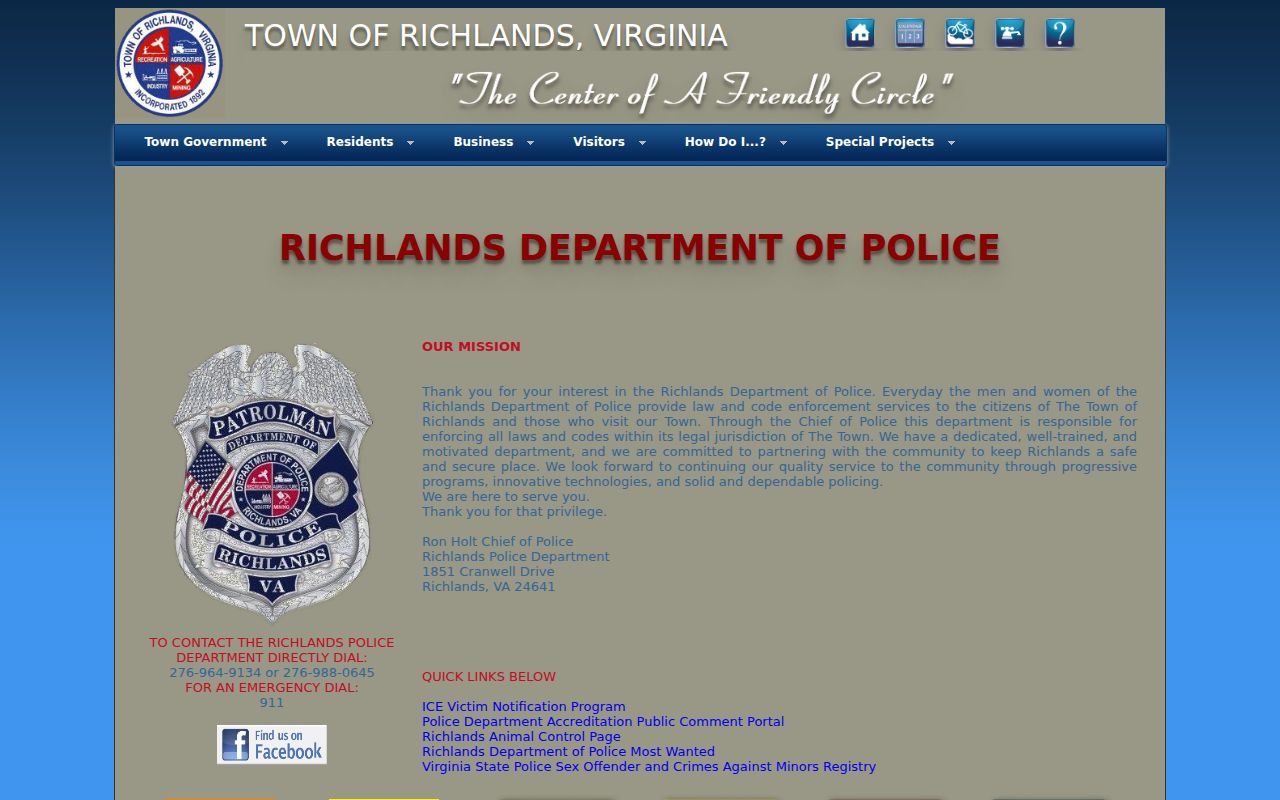 Richlands police criminal record contact in Tazewell County