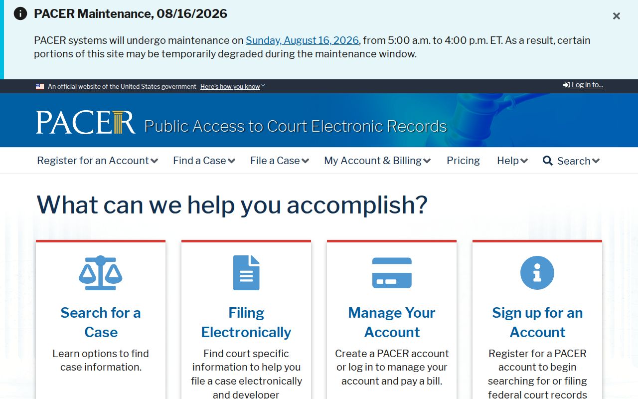 Tazewell County federal criminal history PACER record search