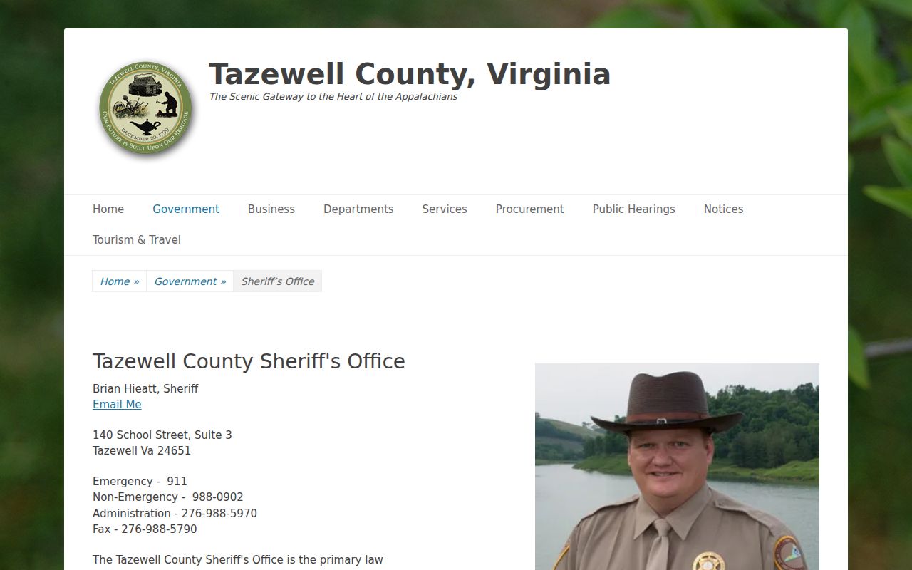 Tazewell County criminal records sheriff office page